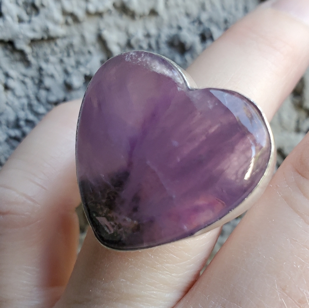 New Heart Shaped Amethyst 925 Silver Ring. - Picture 6 of 15